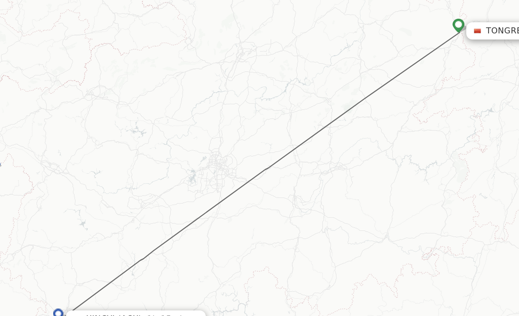 Flights from Tongren to Xingyi route map