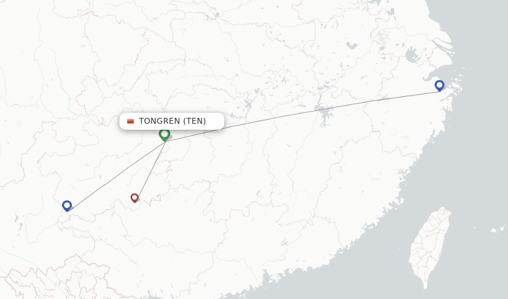 Route map with flights from Tongren with Colorful GuiZhou Airlines