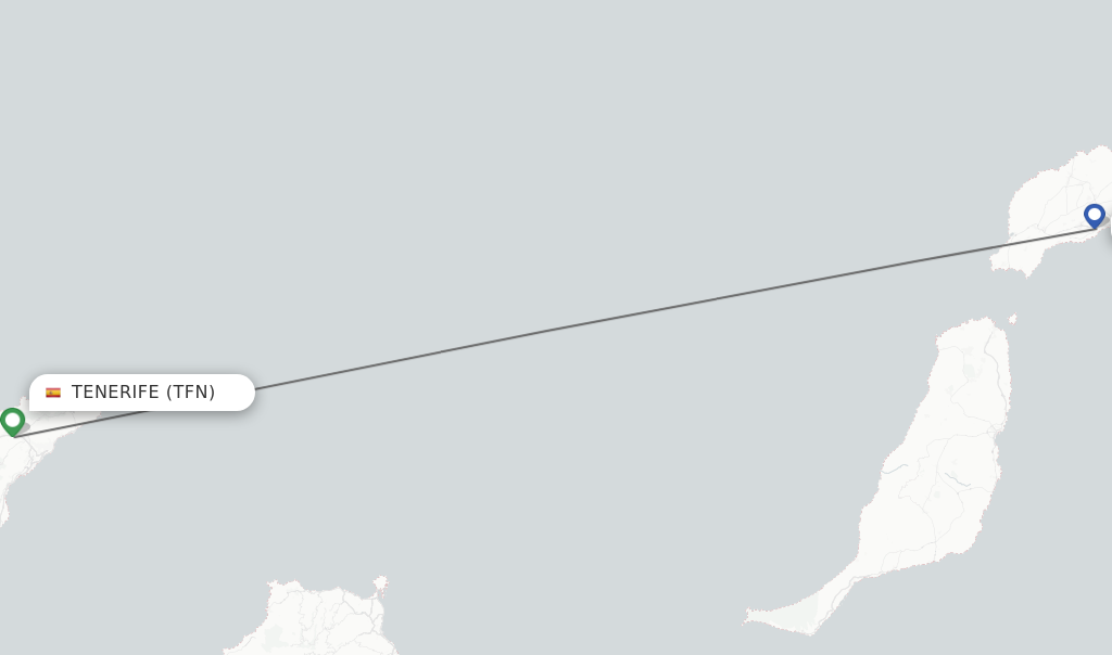 Flights from Tenerife to Lanzarote route map