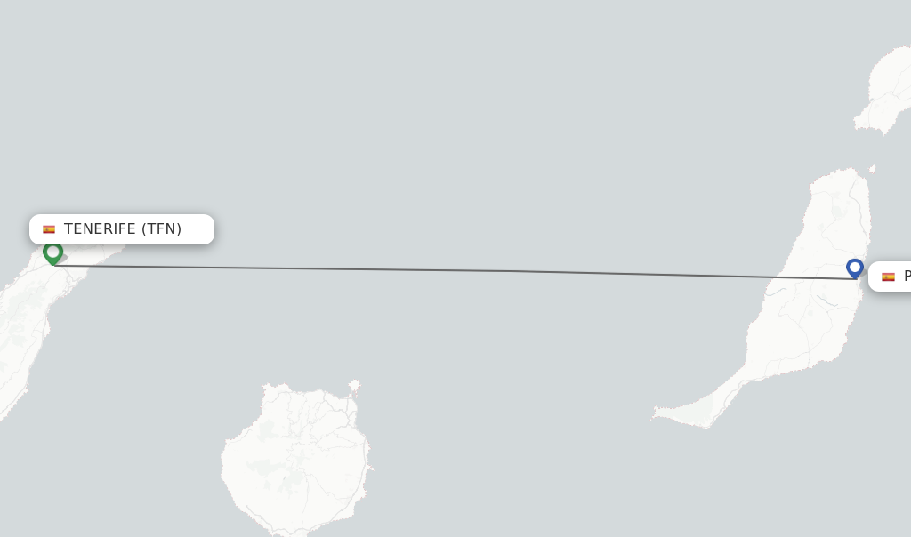 Flights from Tenerife to Puerto del Rosario route map