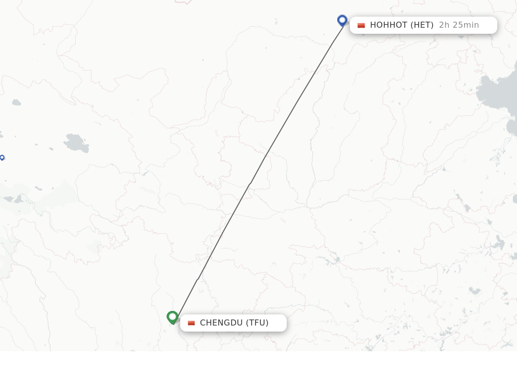 Flights from Chengdu to Hohhot route map