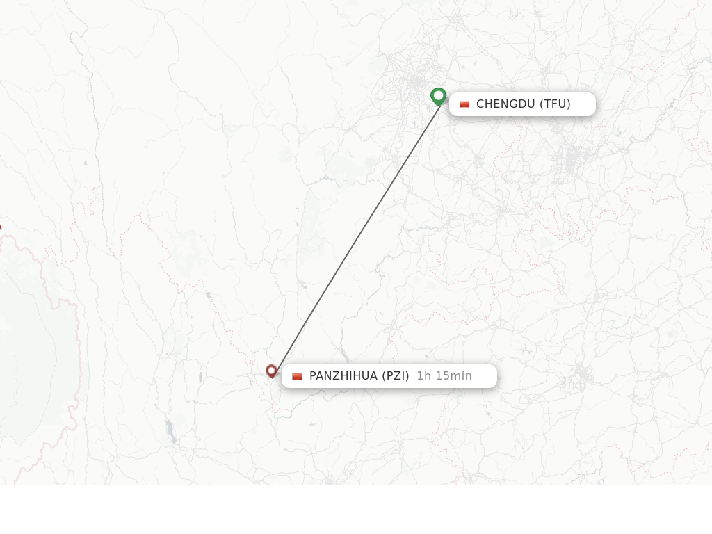 Flights from Chengdu to Pan Zhi Hua route map