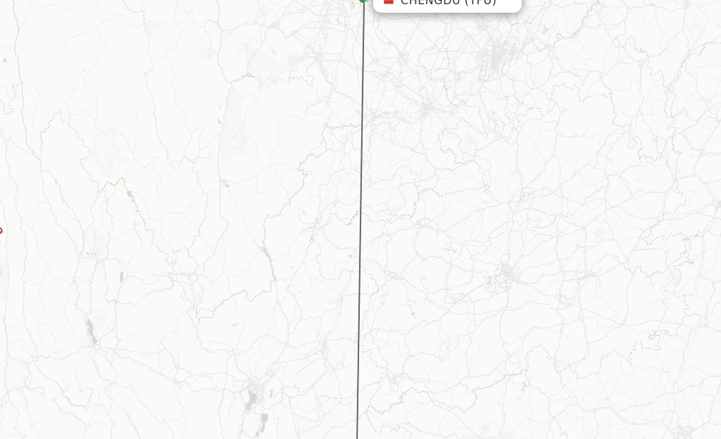 Flights from Chengdu to Wenshan route map