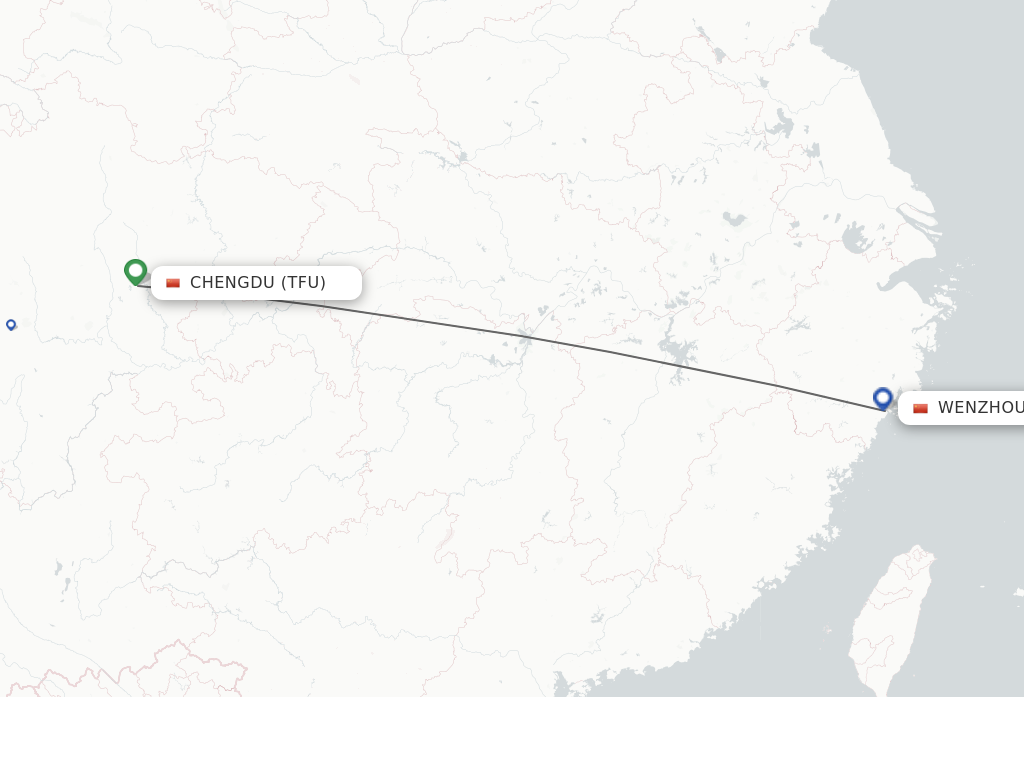 Flights from Chengdu to Wenzhou route map