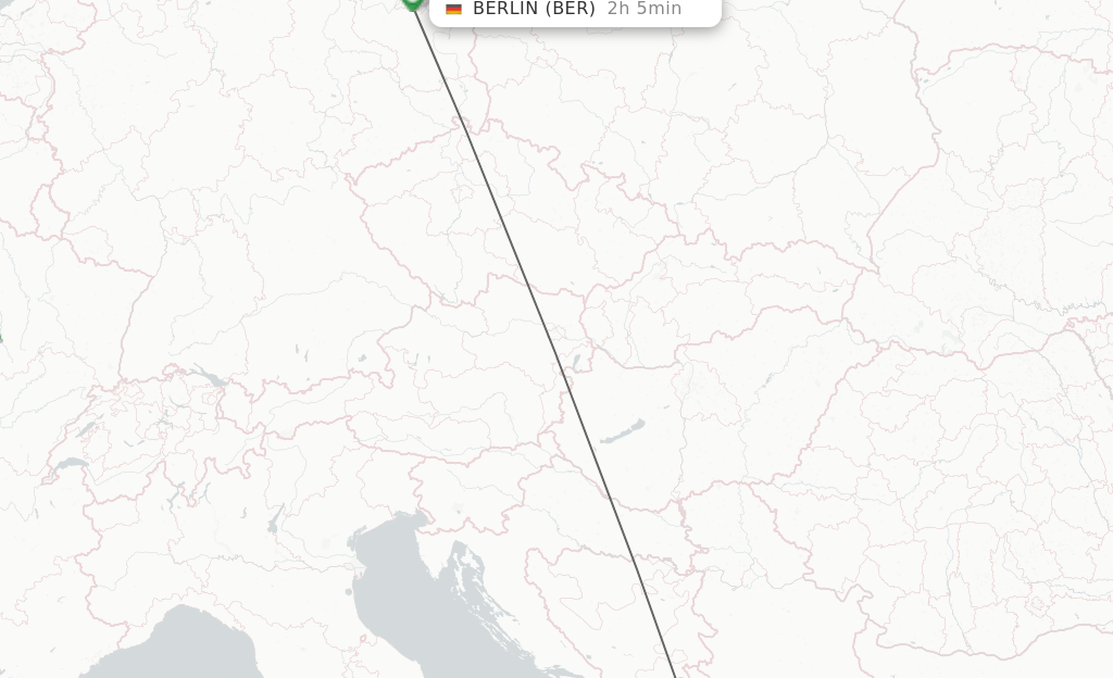 Flights from Podgorica to Berlin route map