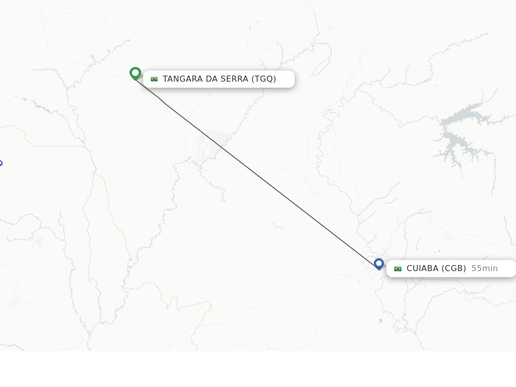 Flights from Cuiaba to Tangara da Serra route map