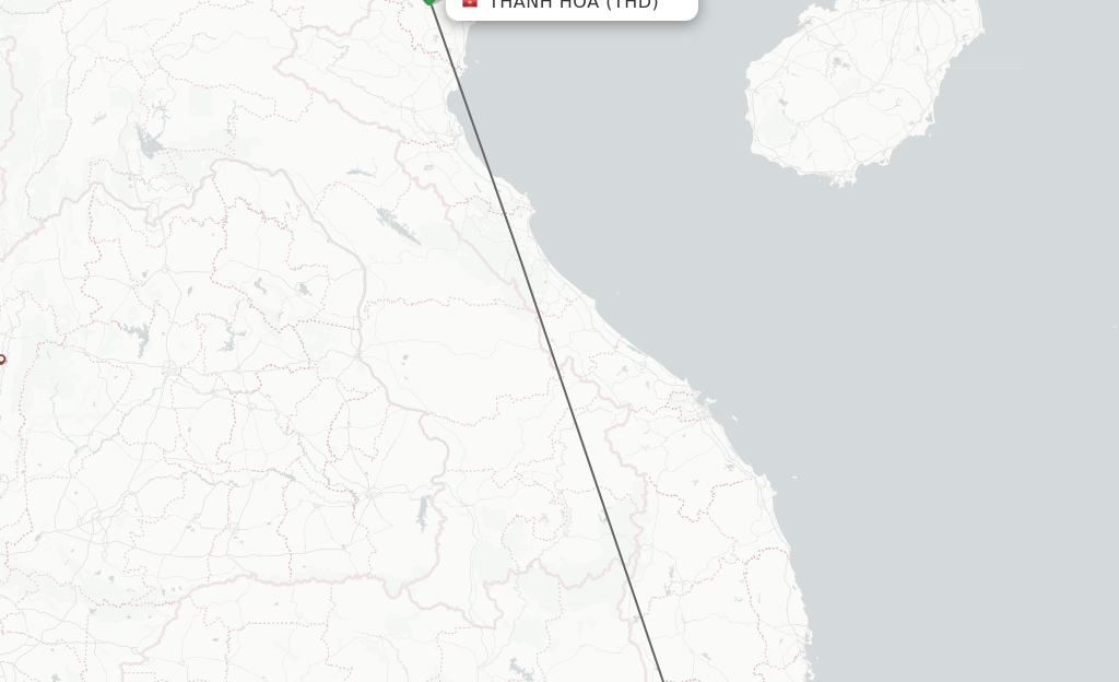 Flights from Thanh Hoa to Buon Ma Thout route map