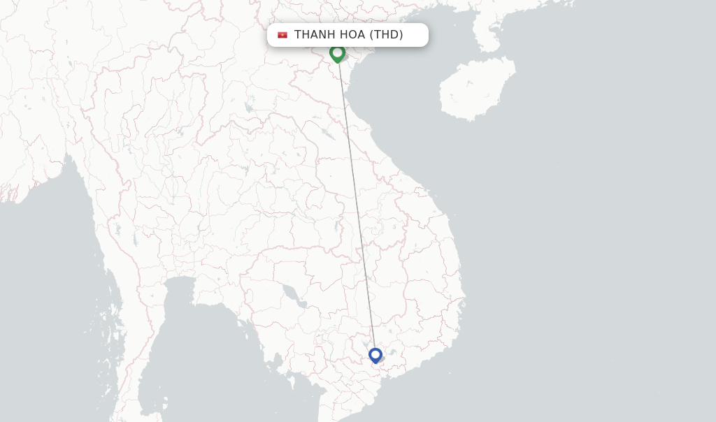 Route map with flights from Thanh Hoa with Vietnam Airlines