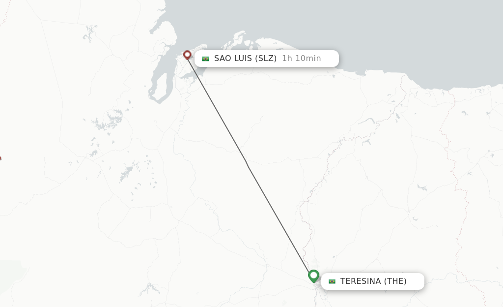 Flights from Teresina to Sao Luiz route map