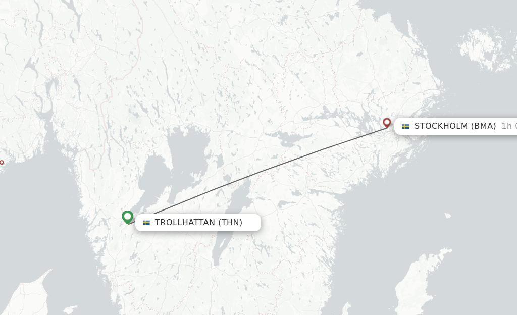 Flights from Trollhattan to Stockholm route map