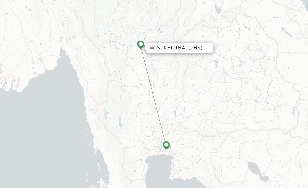 Route map with flights from Sukhothai with Bangkok Airways