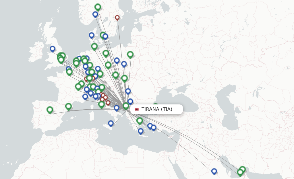 Tirana TIA route map