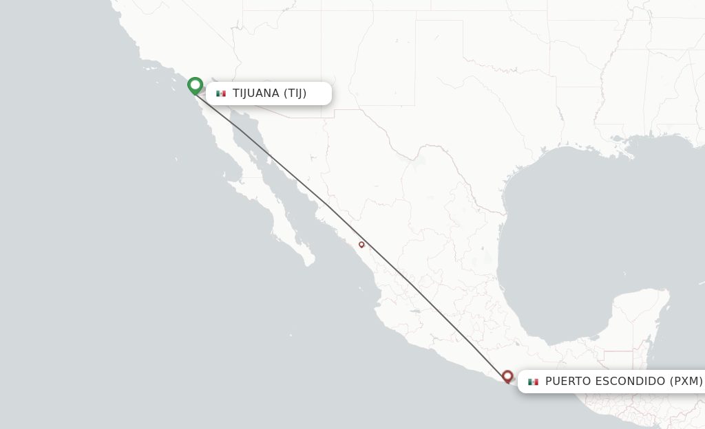 Direct (non-stop) flights from Tijuana to Puerto Escondido - schedules