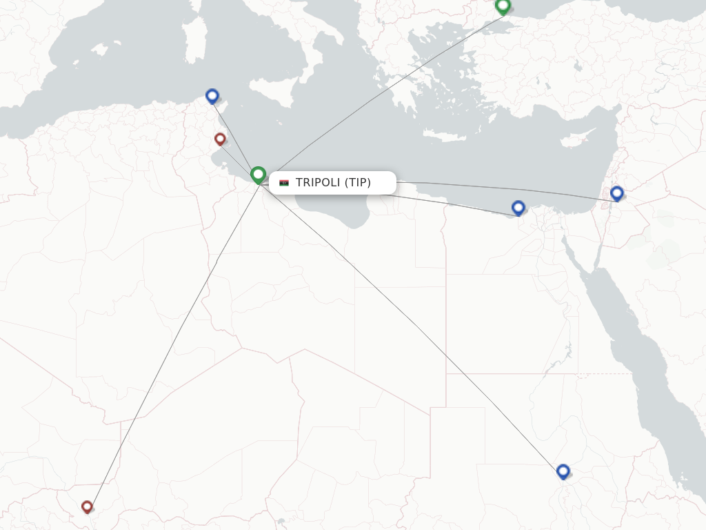Flights from Tripoli to Jeddah route map