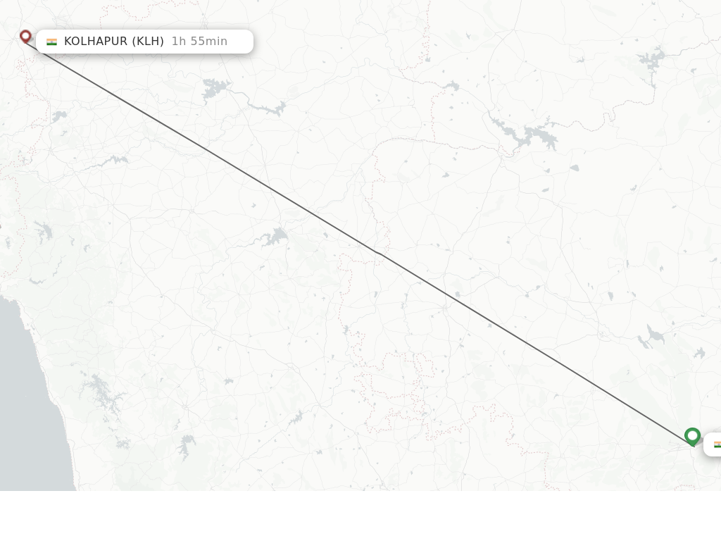 Flights from Tirupati to Kolhapur route map