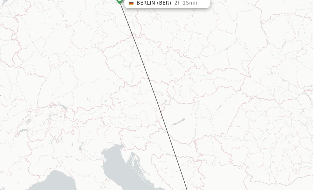 Flights from Tivat to Berlin route map
