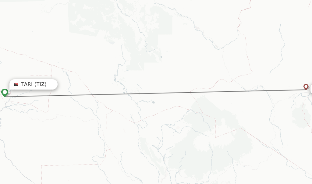 Flights from Tari to Mount Hagen route map