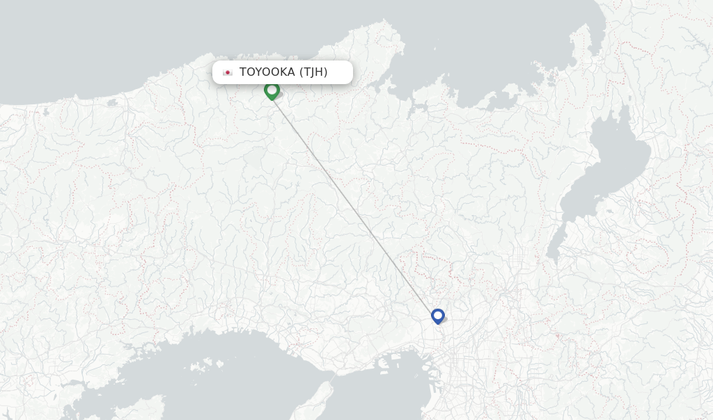 Route map with flights from Toyooka with JAL