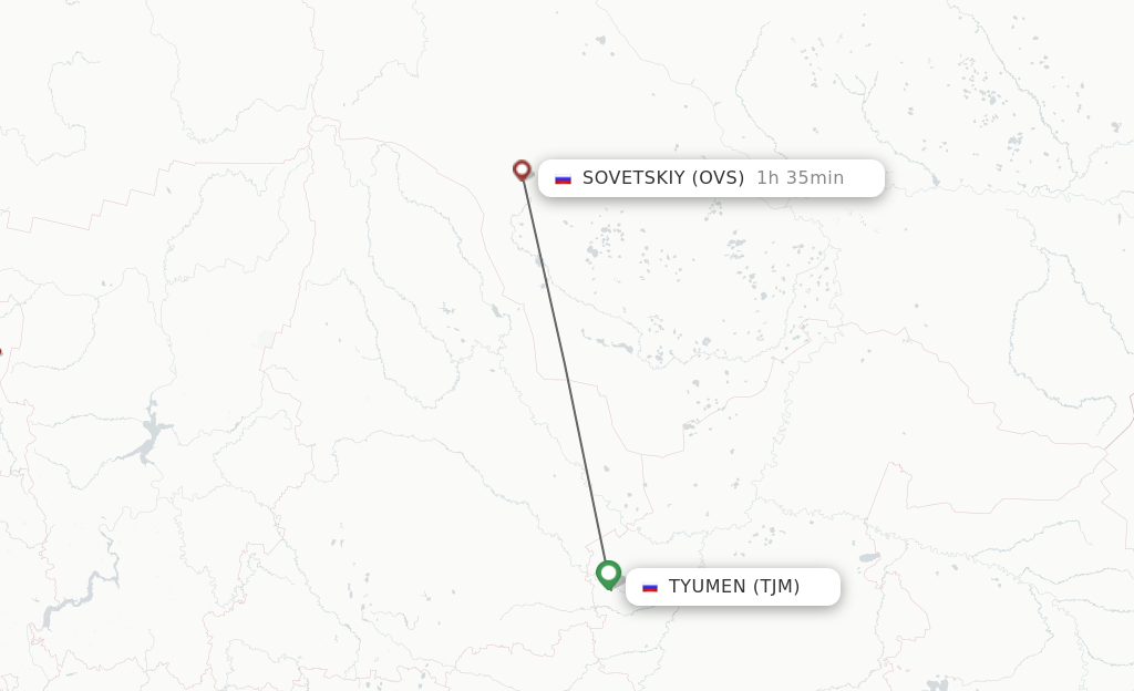 Flights from Tyumen to Sovetsky route map