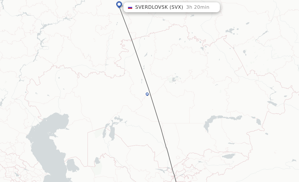 Flights from Kulyab to Yekaterinburg route map