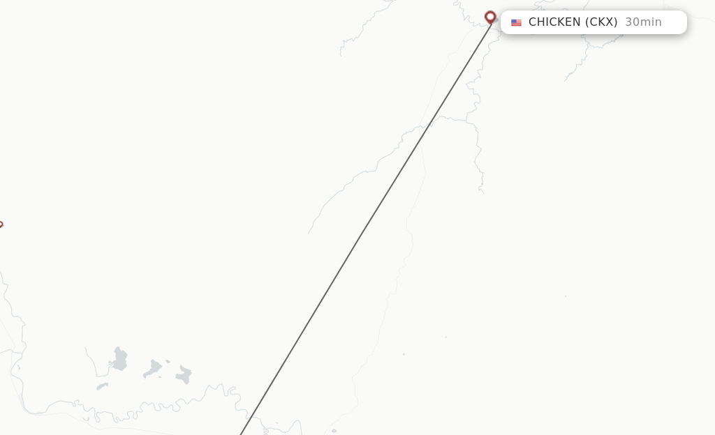 Flights from Tok to Chicken route map