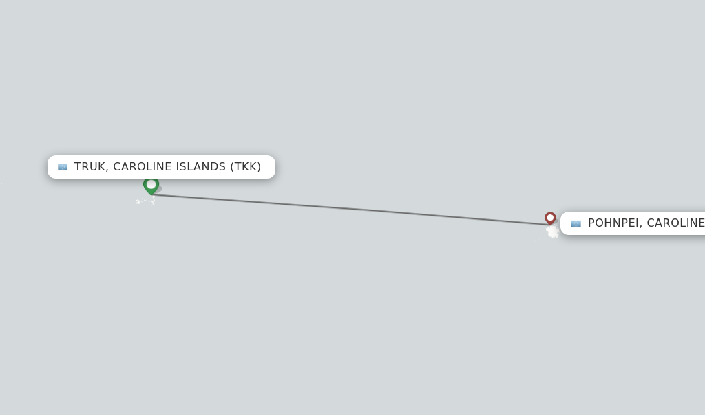 Flights from Truk, Caroline Islands to Pohnpei, Caroline Islands route map