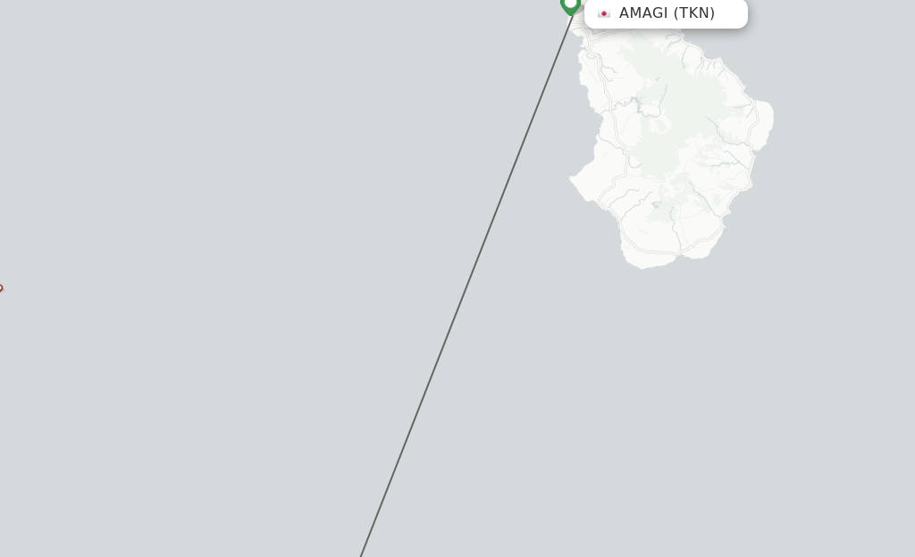 Flights from Tokunoshima to Wadomari route map