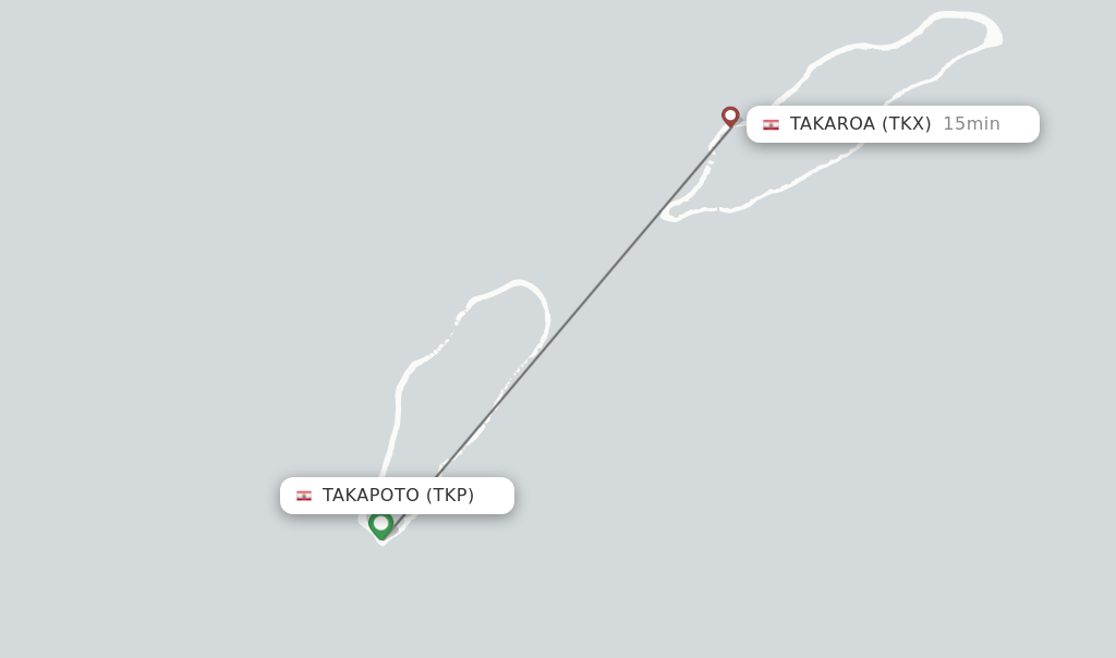 Flights from Takapoto to Takaroa route map