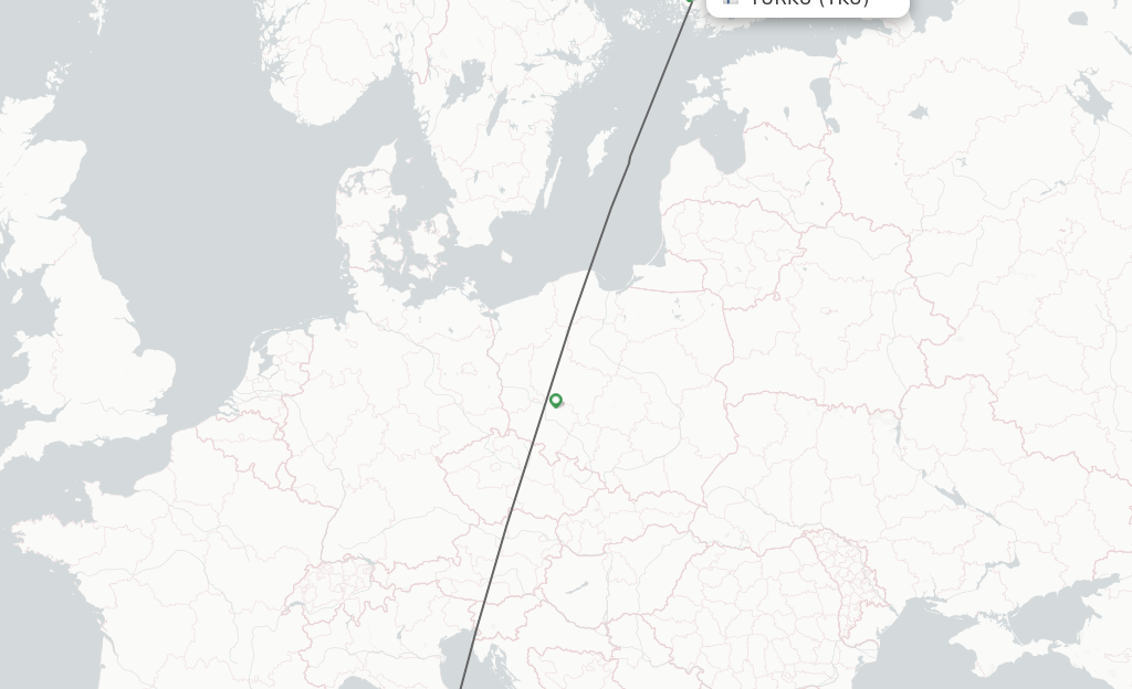 Flights from Turku to Rome route map