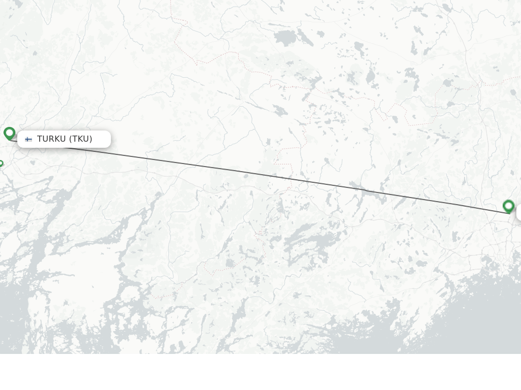 Flights from Turku to Helsinki route map