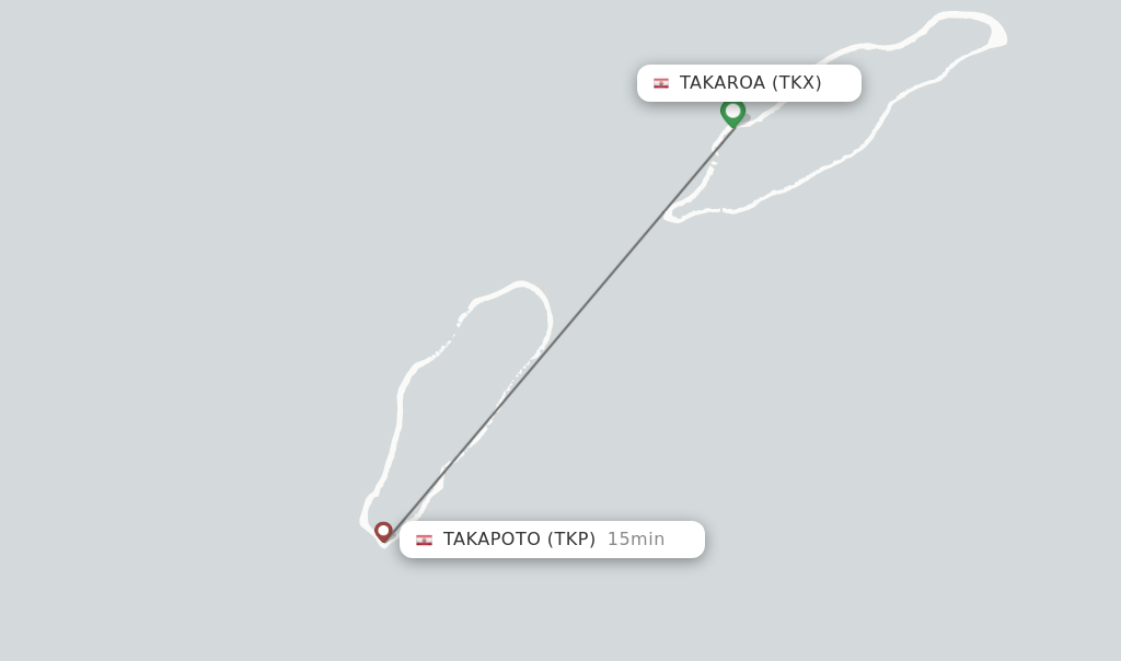 Flights from Takaroa to Takapoto route map