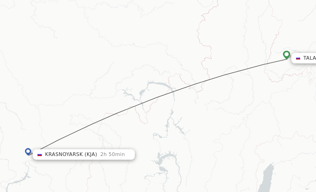 Flights from Talakan to Krasnojarsk route map
