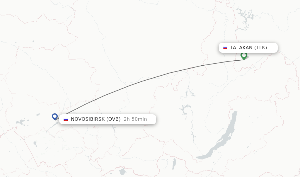 Flights from Talakan to Novosibirsk route map