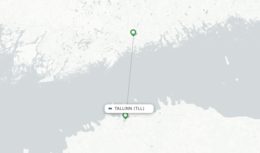 Route map with flights from Tallinn with Finnair