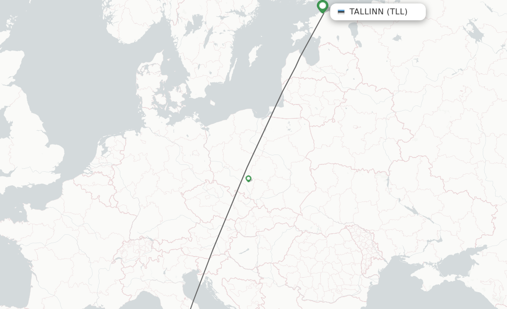 Flights from Tallinn to Rome route map