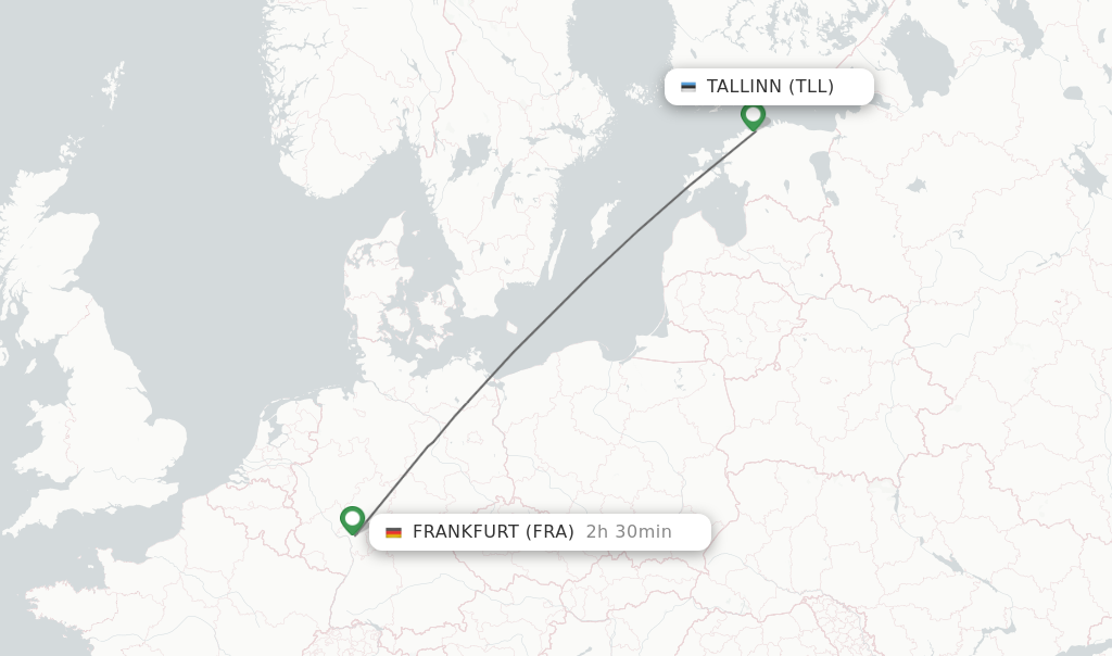 Flights from Tallinn to Frankfurt route map