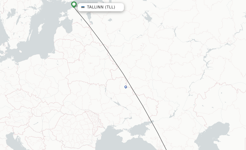 Flights from Tallinn to Kutaisi route map