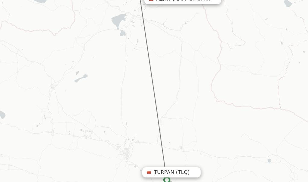 Flights from Altay to Turpan route map