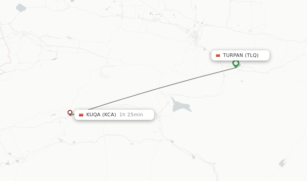 Flights from Turpan to Kuqa route map