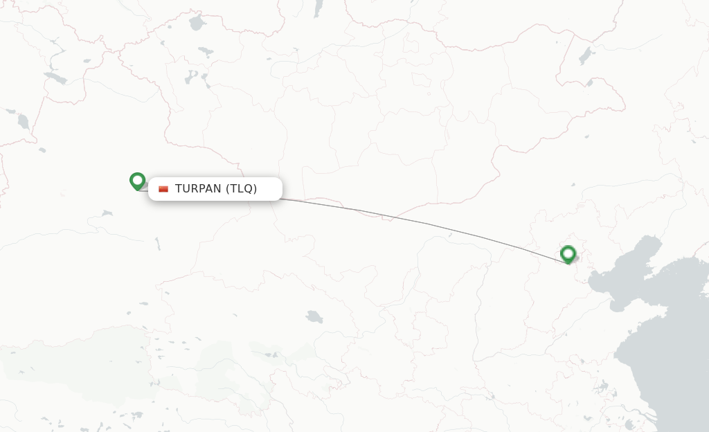 Route map with flights from Turpan with China United Airlines