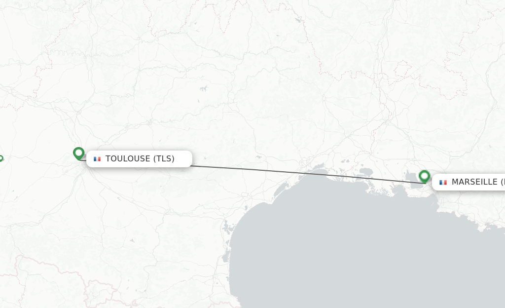 Flights from Toulouse to Marseille route map