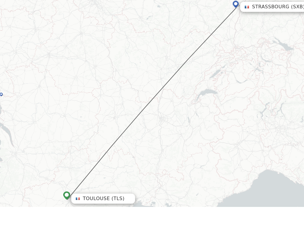 Flights from Toulouse to Strassbourg route map