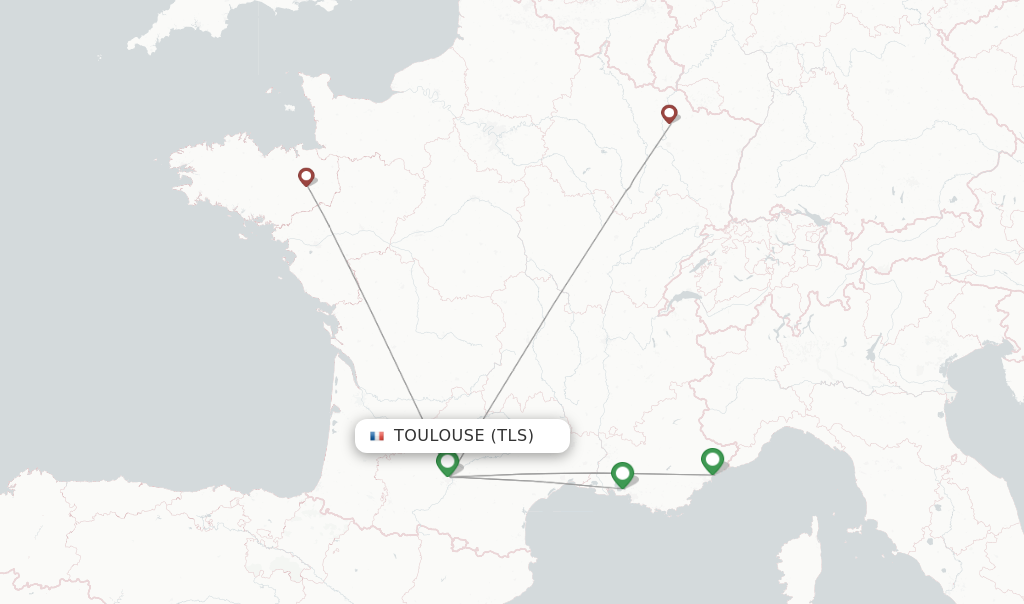 Route map with flights from Toulouse with Twin Jet