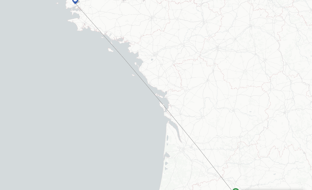 Route map with flights from Toulouse with Transavia France