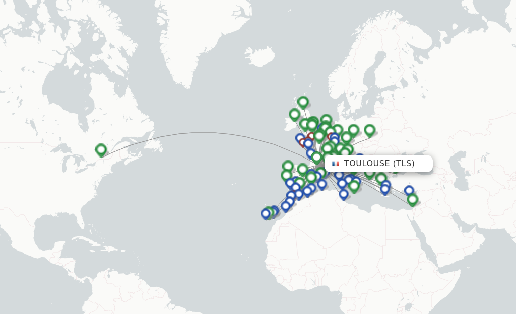Flights from Toulouse to Munich route map