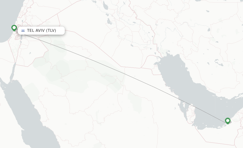 Route map with flights from Tel Aviv-Yafo with Etihad