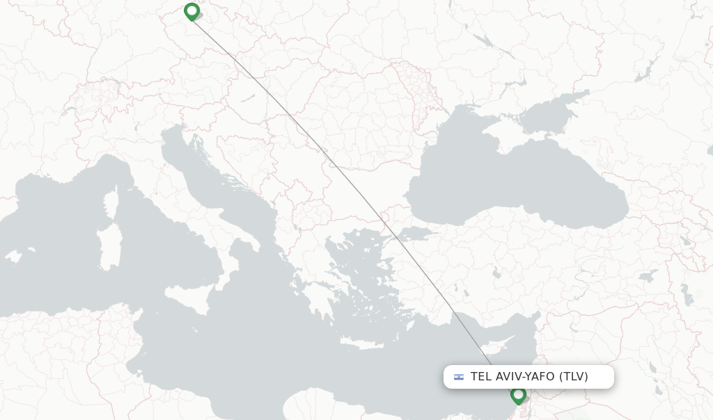 Route map with flights from Tel Aviv-Yafo with SmartWings