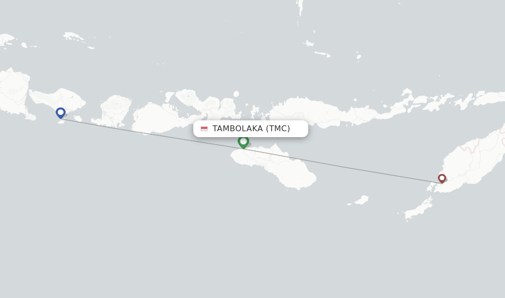 Route map with flights from Tambolaka with Wings Air
