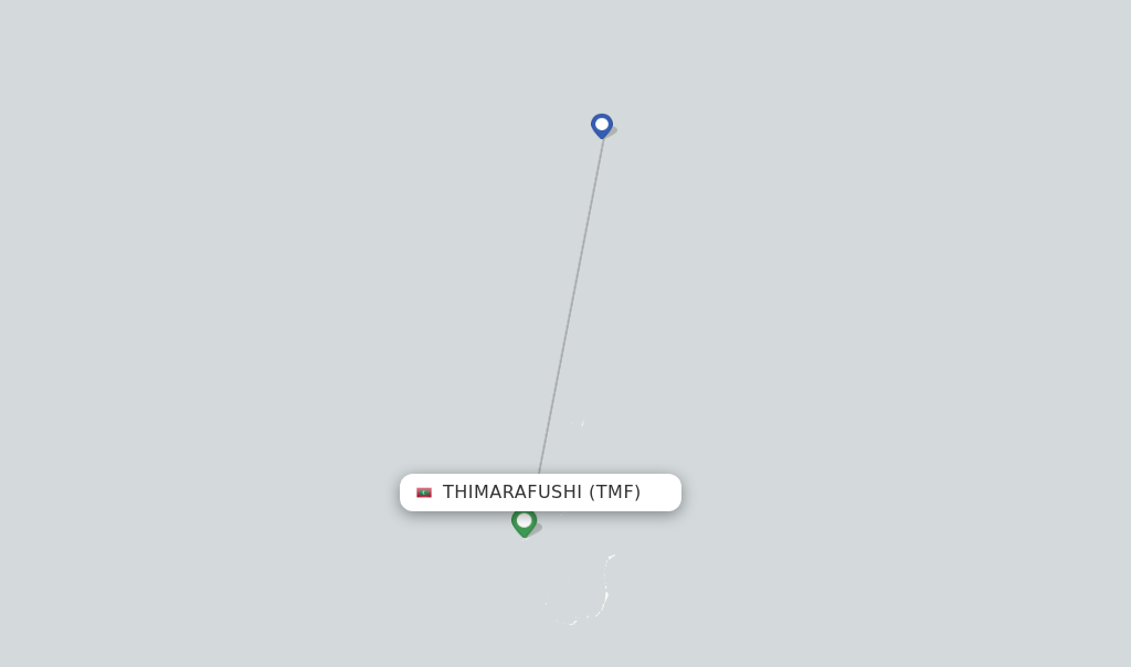 Route map with flights from Thimarafushi with Maldivian