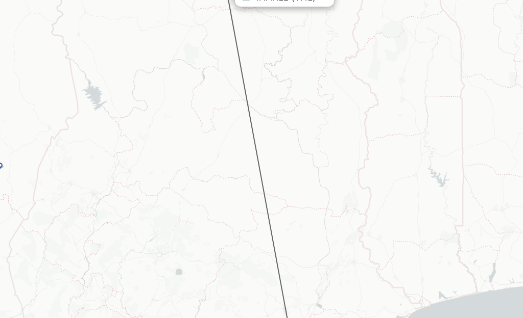 Flights from Tamale to Accra route map